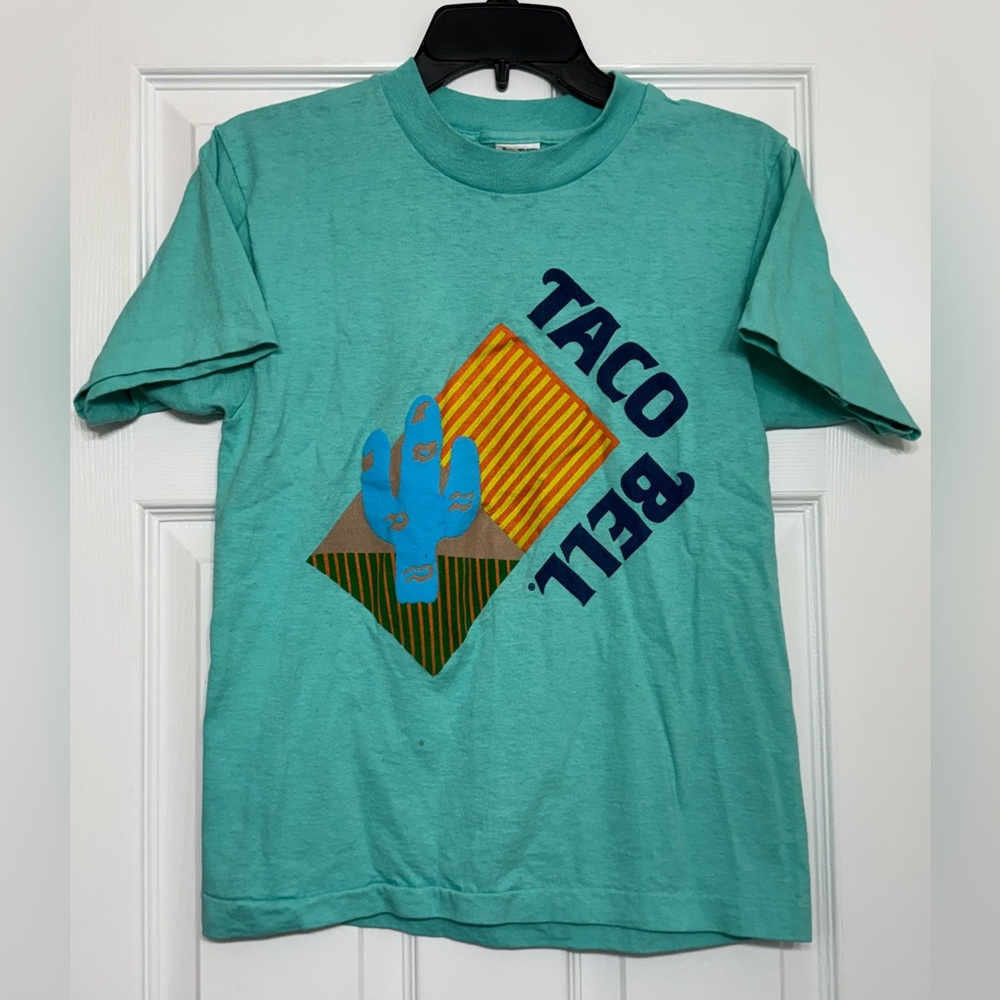 Vintage Taco Bell small shirt single stitch Baja Blast color
